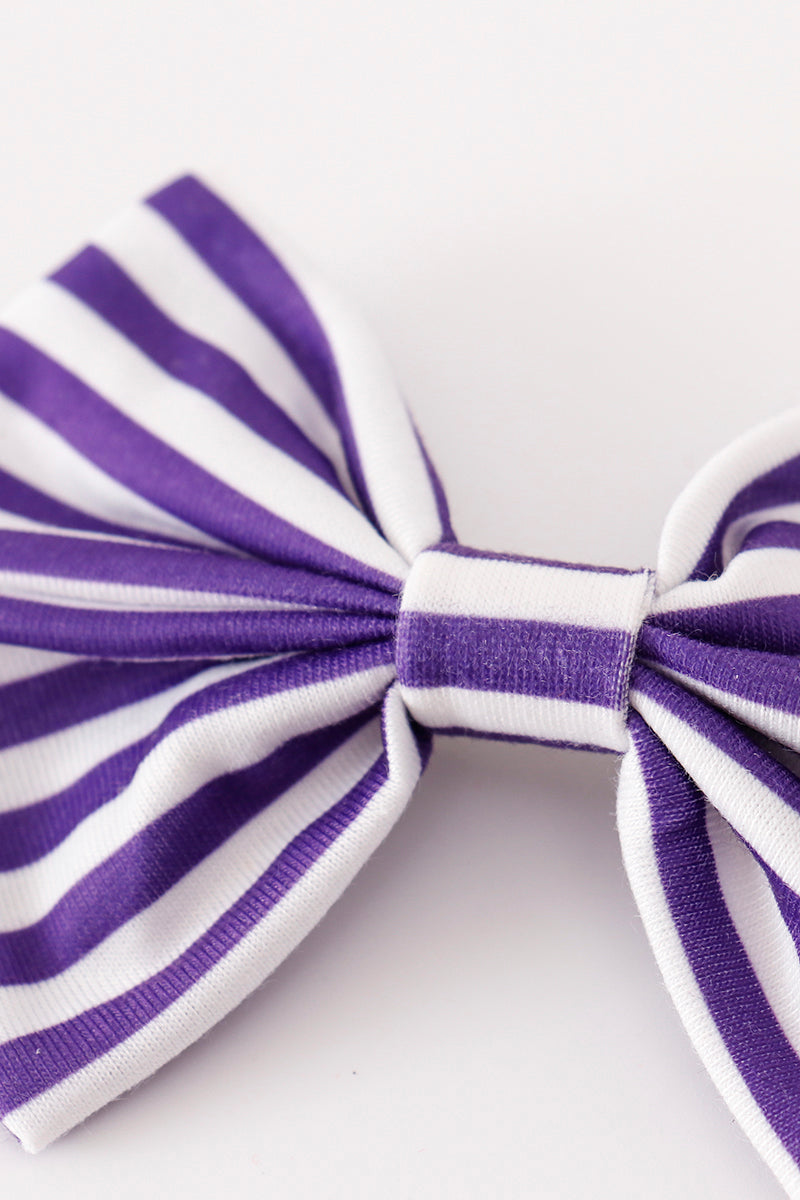 Purple stripe piggie hair bow - Aaria Tees Aaria Tees