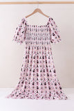 Pink Cat Print Mom Dress - Aaria Tees Aaria Tees