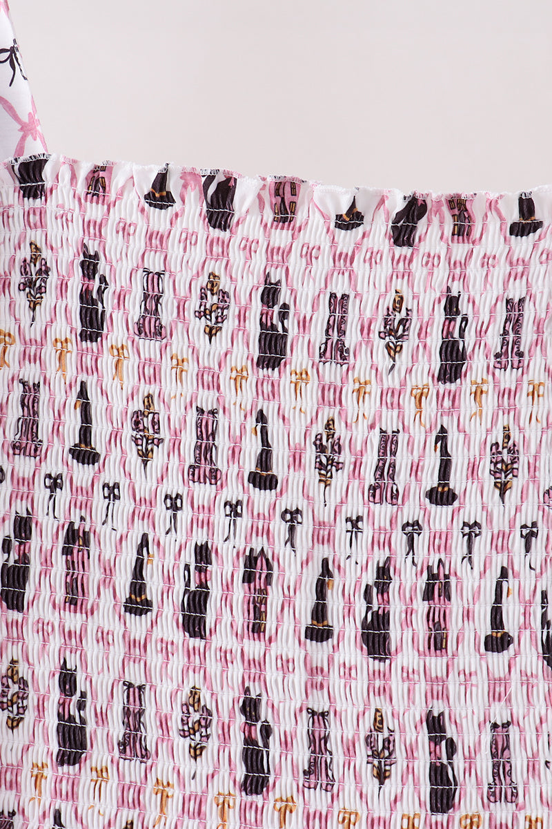Pink Cat Print Mom Dress - Aaria Tees Aaria Tees
