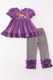 Halloween pumpkin ghost applique girl set Aaria Tees