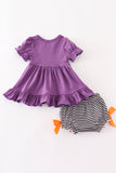 Halloween pumpkin ghost applique girl bloomers set - Aaria Tees Aaria Tees