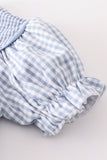 Blue woven check pumpkin embroidery girl bubble - Aaria Tees Aaria Tees
