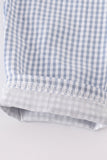 Blue woven check pumpkin embroidery boy set - Aaria Tees Aaria Tees