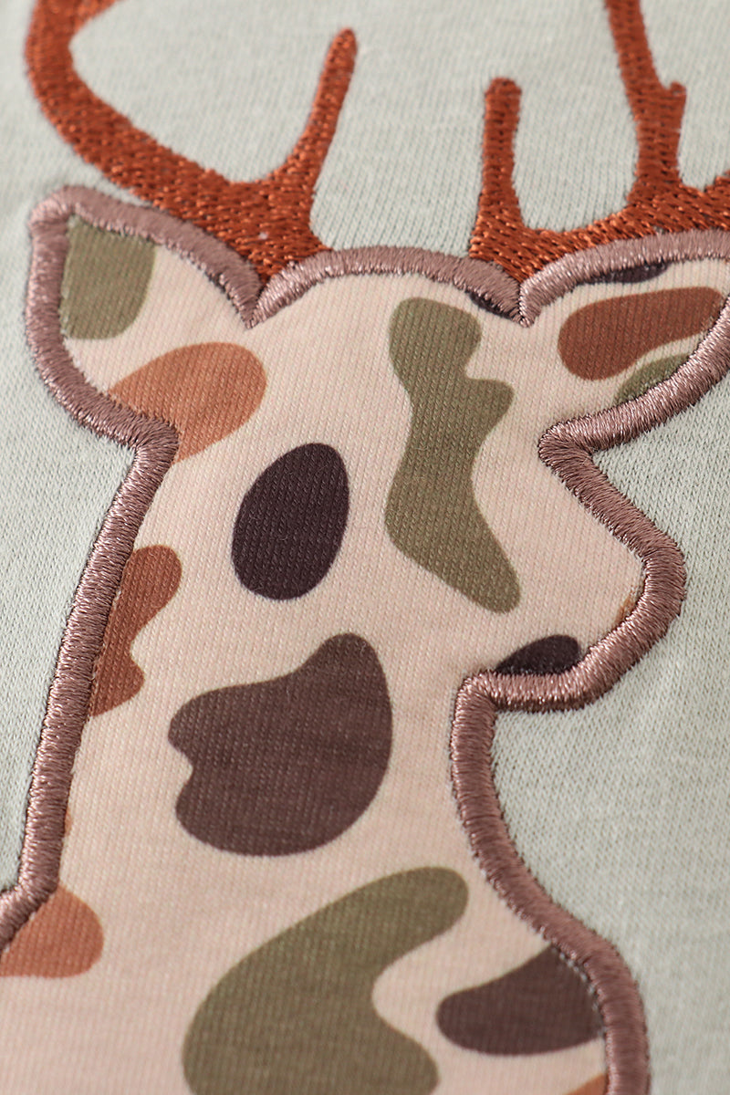 Sage camouflage deer applique bubble - Aaria Tees Aaria Tees