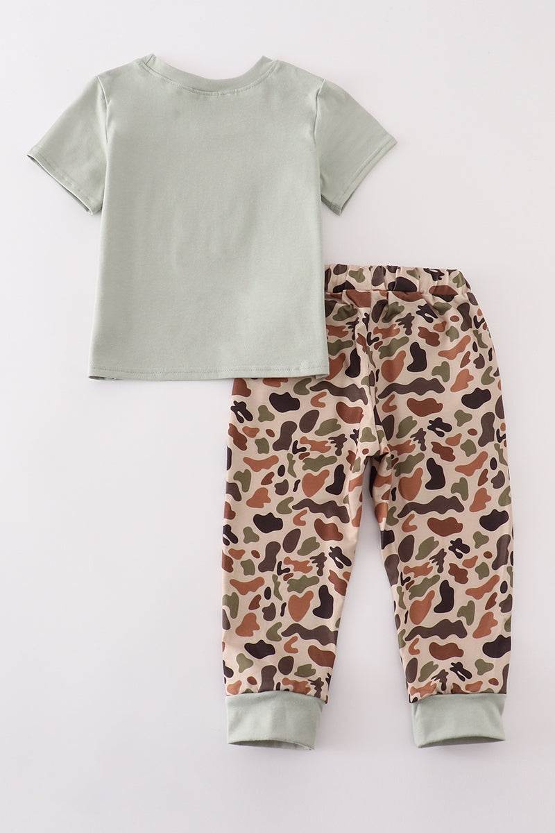 Sage camouflage deer applique pants set - Aaria Tees Aaria Tees