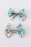 Blue aqua meadow girl piggie hair bow - Aaria Tees Aaria Tees