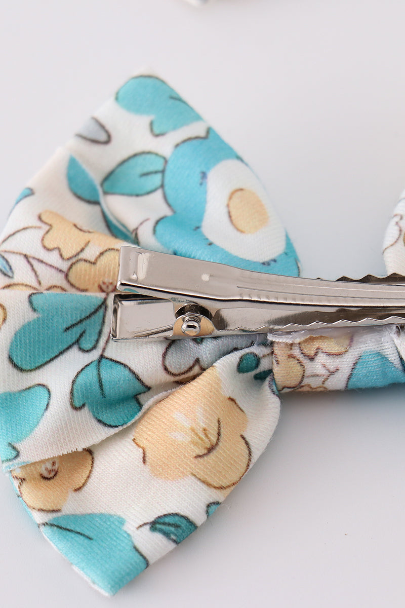 Blue aqua meadow girl piggie hair bow - Aaria Tees Aaria Tees