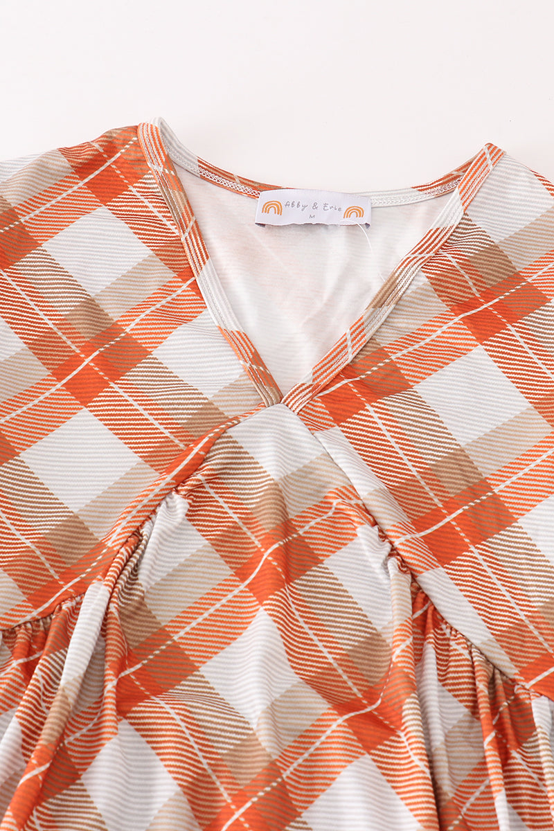 Khaki gingham mom&me dress - Aaria Tees Aaria Tees