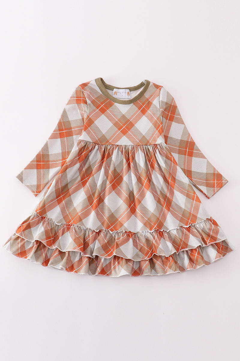 Khaki gingham mom&me dress - Aaria Tees Aaria Tees