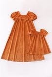 Caramel velvet mom&me dress - Aaria Tees Aaria Tees