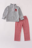Alabama embroidery gingham pullover & pants set - Aaria Tees Aaria Tees
