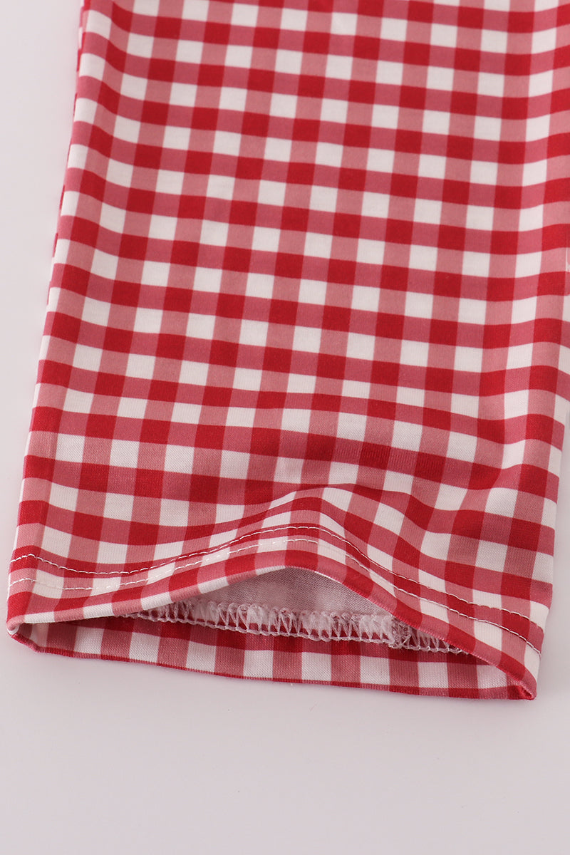 Alabama embroidery gingham pants set - Aaria Tees Aaria Tees