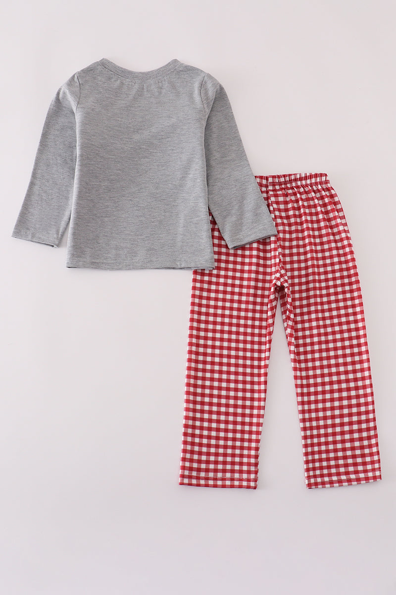 Alabama embroidery gingham pants set - Aaria Tees Aaria Tees