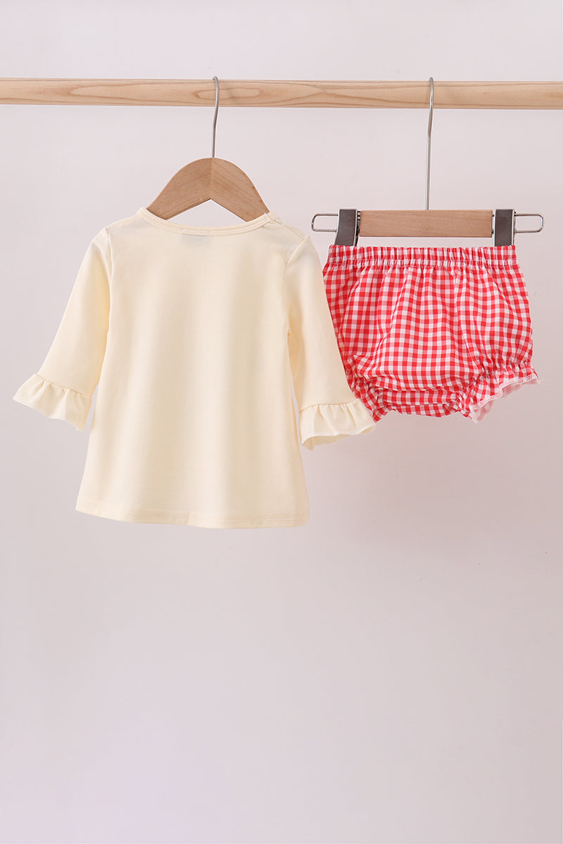 Beige reindeer sequin bloomer set - Aaria Tees Aaria Tees