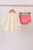 Beige reindeer sequin bloomer set - Aaria Tees Aaria Tees