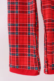 Red tree embroidery plaid jumpsuit set - Aaria Tees Aaria Tees