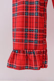 Red tree embroidery plaid ruffle jumpsuit set - Aaria Tees Aaria Tees