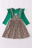 Forest tree applique leopard ruffle skorts set - Aaria Tees Aaria Tees