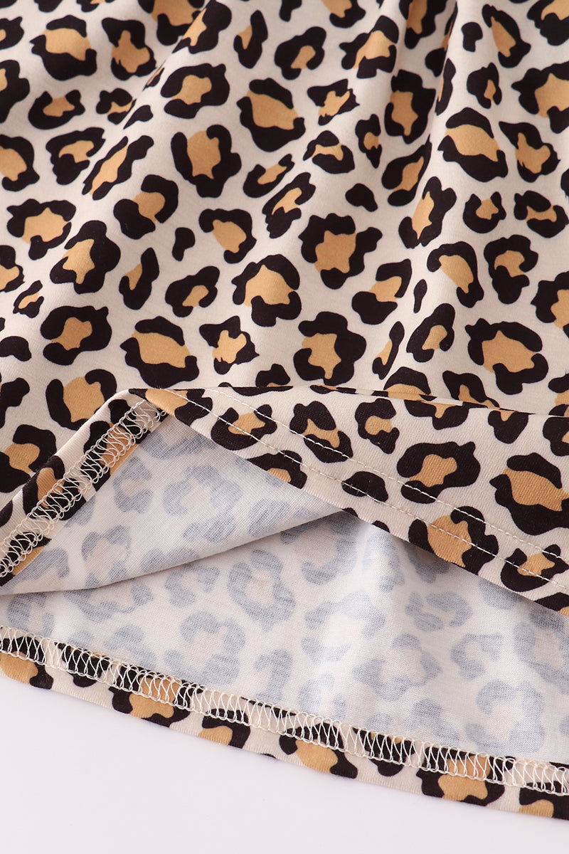 Forest tree applique leopard ruffle skorts set - Aaria Tees Aaria Tees