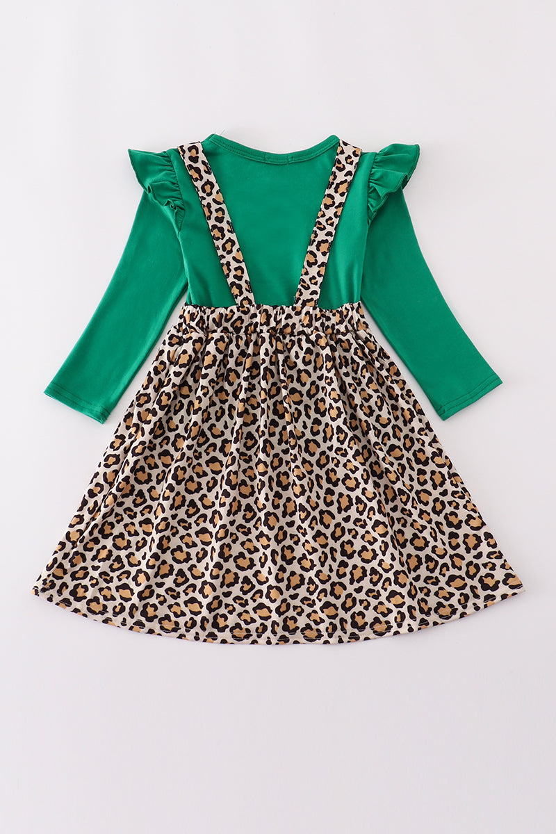 Forest tree applique leopard ruffle skorts set - Aaria Tees Aaria Tees