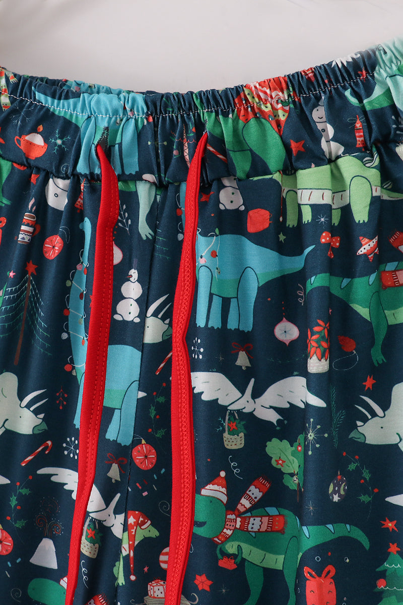 Green dinosaur print mom pajamas pants - Aaria Tees Aaria Tees