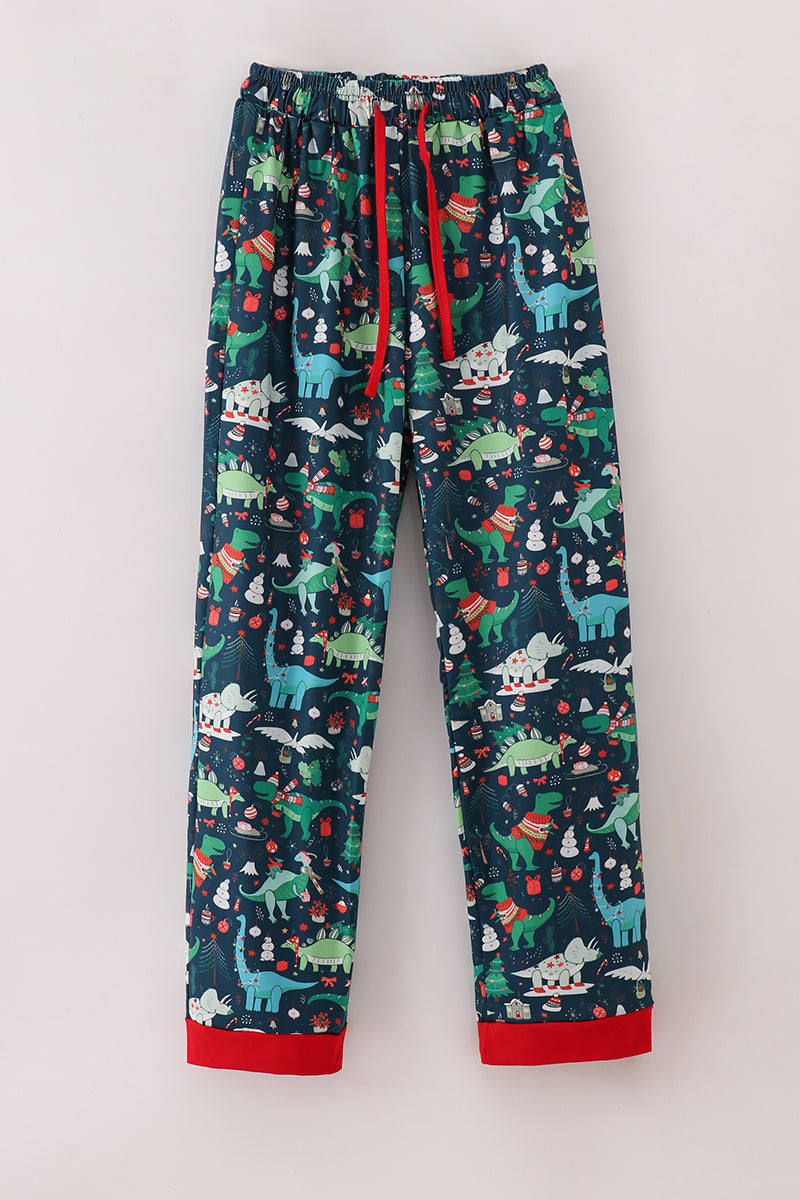 Green dinosaur print dad pajamas pants - Aaria Tees