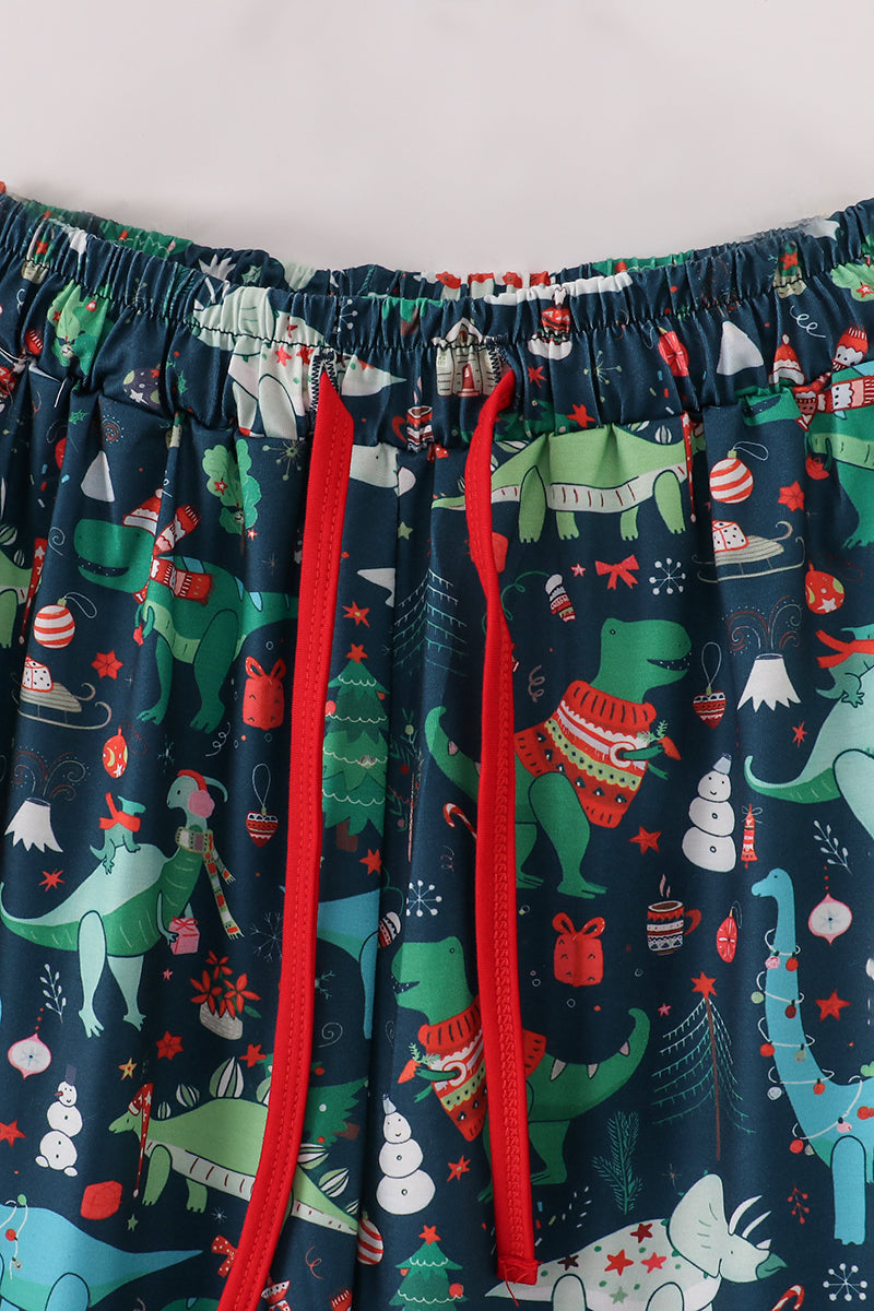Green dinosaur print dad pajamas pants - Aaria Tees Aaria Tees