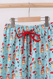Blue christmas character print mom pajamas pants - Aaria Tees Aaria Tees