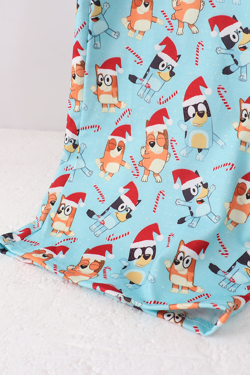 Blue christmas character print mom pajamas pants - Aaria Tees Aaria Tees
