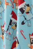 Blue christmas character print mom pajamas pants - Aaria Tees Aaria Tees