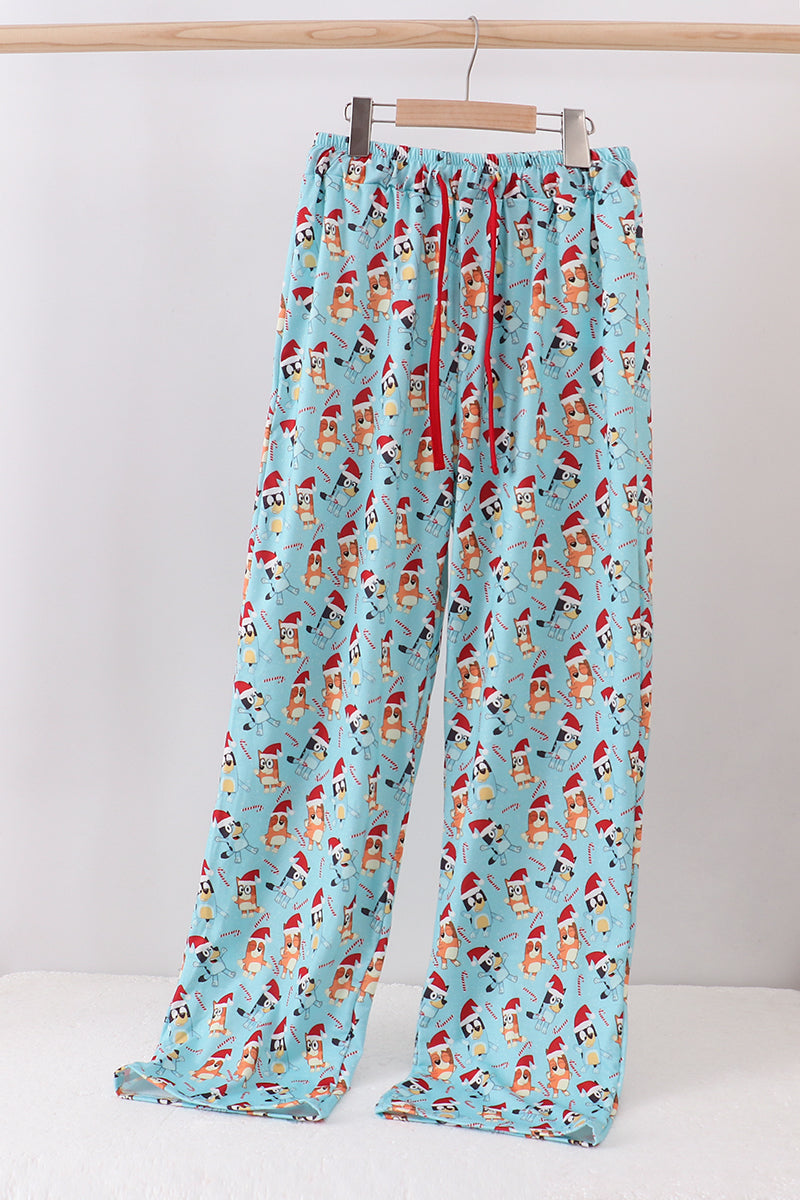 Blue christmas character print dad pajamas pants - Aaria Tees Aaria Tees