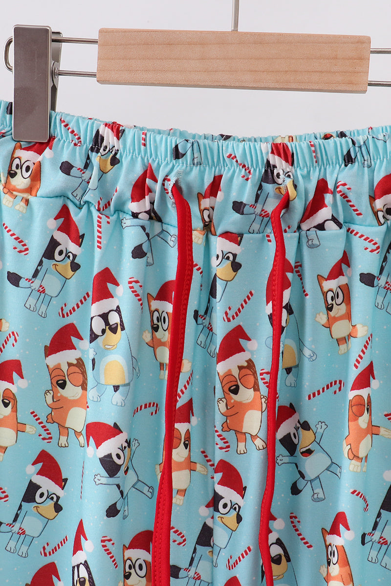 Blue christmas character print dad pajamas pants - Aaria Tees Aaria Tees