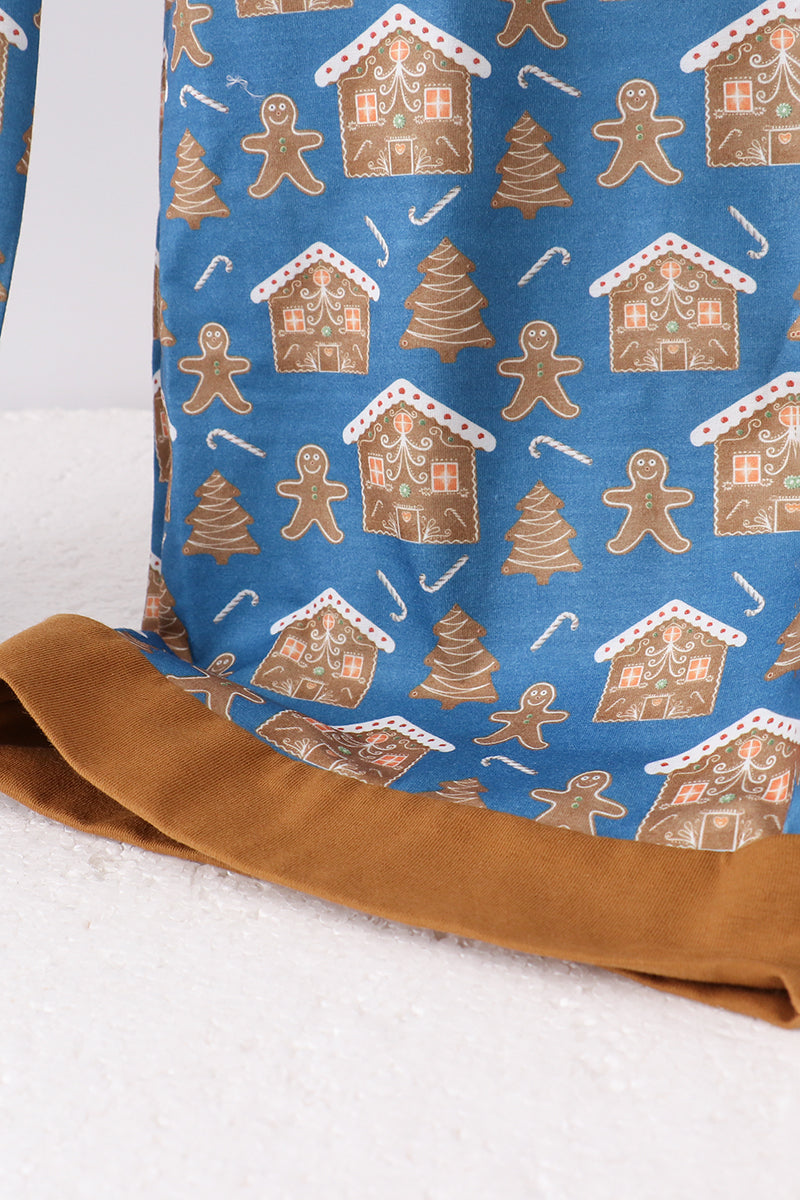 Navy gingerbread print dad pajamas pants - Aaria Tees Aaria Tees