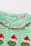 Green stripe christmas grinch girl romper Aaria Tees