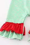 Green stripe christmas grinch girl romper Aaria Tees
