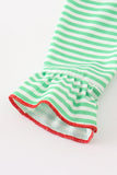 Green stripe christmas grinch girl romper Aaria Tees