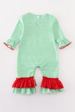 Green stripe christmas grinch girl romper Aaria Tees