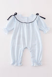 Navy plaid nativity embroidery girl romper - Aaria Tees Aaria Tees