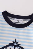 Navy plaid nativity embroidery boy romper - Aaria Tees Aaria Tees