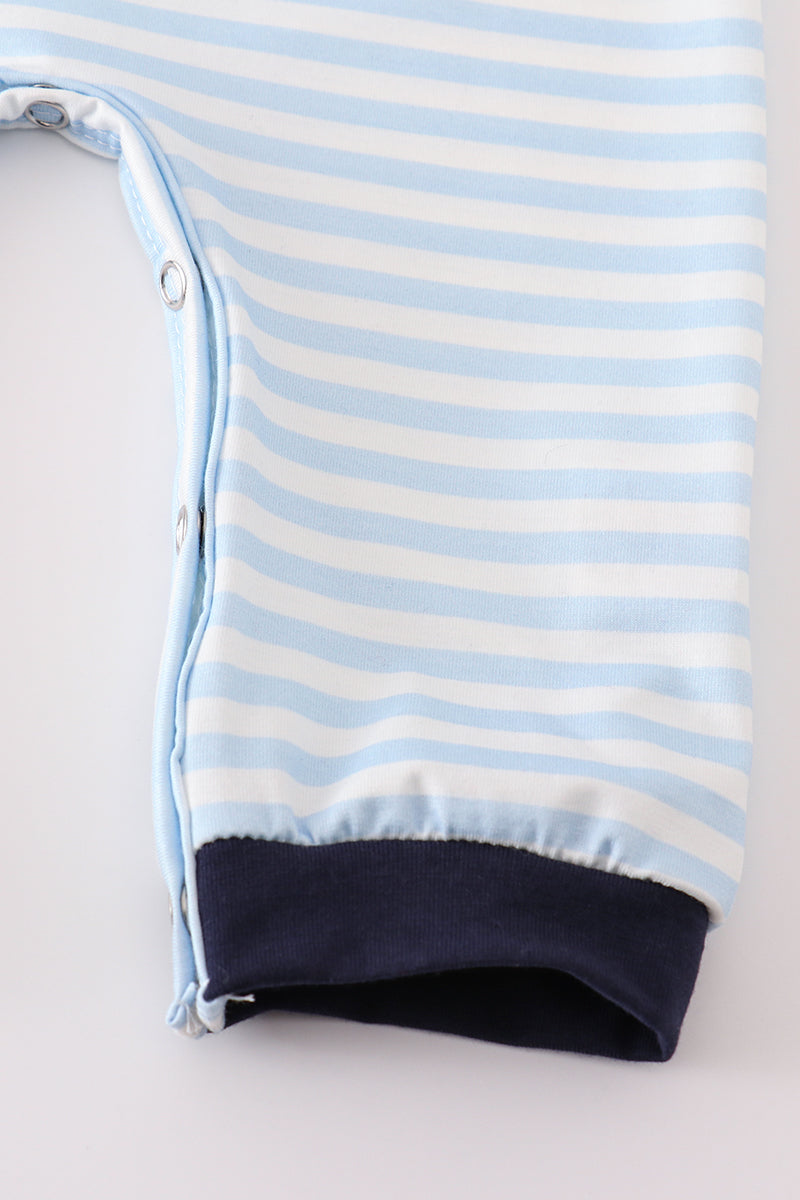 Navy plaid nativity embroidery boy romper - Aaria Tees Aaria Tees
