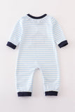 Navy plaid nativity embroidery boy romper - Aaria Tees Aaria Tees