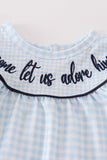 Navy plaid nativity embroidery girl bubble - Aaria Tees Aaria Tees