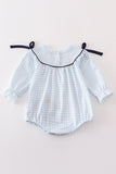 Navy plaid nativity embroidery girl bubble - Aaria Tees Aaria Tees
