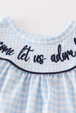 Navy plaid nativity embroidery girl bloomers set - Aaria Tees Aaria Tees