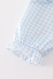 Navy plaid nativity embroidery girl bloomers set - Aaria Tees Aaria Tees
