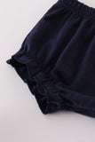 Navy plaid nativity embroidery girl bloomers set - Aaria Tees Aaria Tees