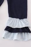 Navy plaid nativity embroidery girl set - Aaria Tees Aaria Tees