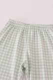 Fox embroidery gingham pants set - Aaria Tees Aaria Tees
