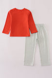 Fox embroidery gingham pants set - Aaria Tees Aaria Tees