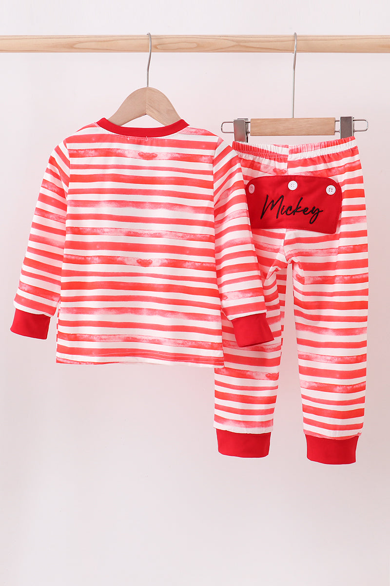 Red stripe character applique pants set - Aaria Tees Aaria Tees